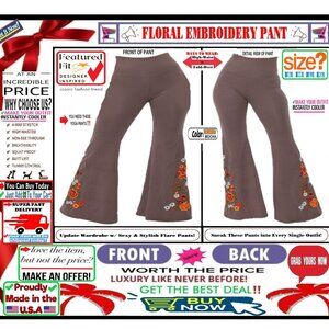🛑 BULLY Fold Over FLORAL ➕🆒 LEGGING PANT High Waist Embroidery 💸BUY NOW‼️🟢